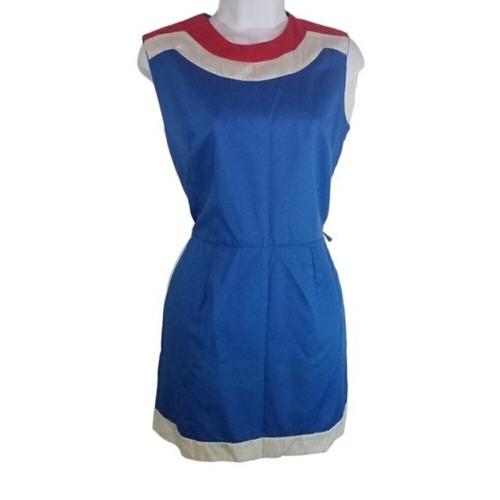 Vtg 50s 60s tennis dress blue red white athletic